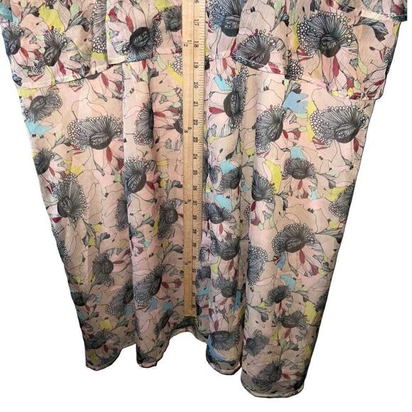 ELOQUII Layered Ruffle Crepe Pink Floral Print Short Sleeved Shift Dress Sz. 20 - Picture 11 of 16